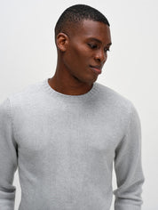 MAN CHUNKY O-NECK SWEATER LIGHT GREY