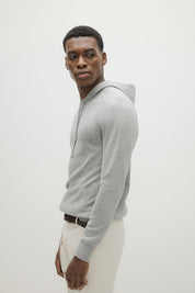 Davida Cashmere Man Front Pocket Hoodie Light Grey