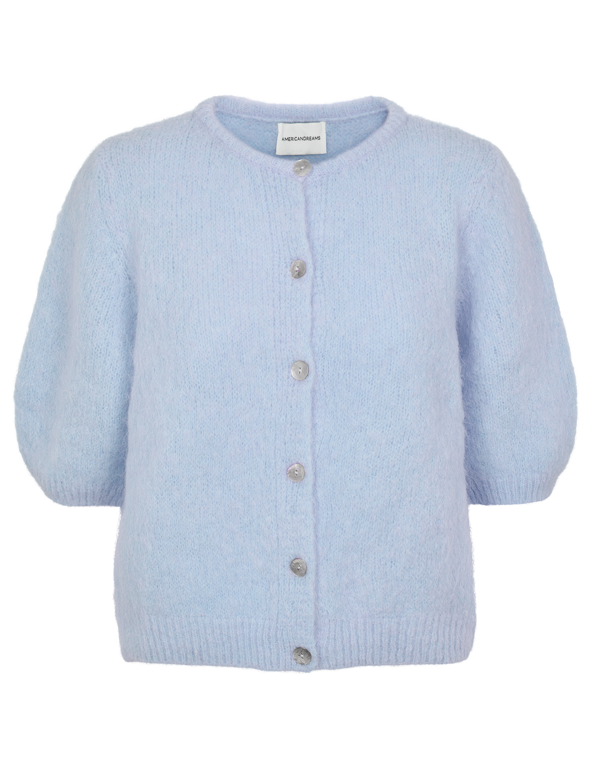 American Dreams Susan Short Sleeve Cardigan, Light Blue