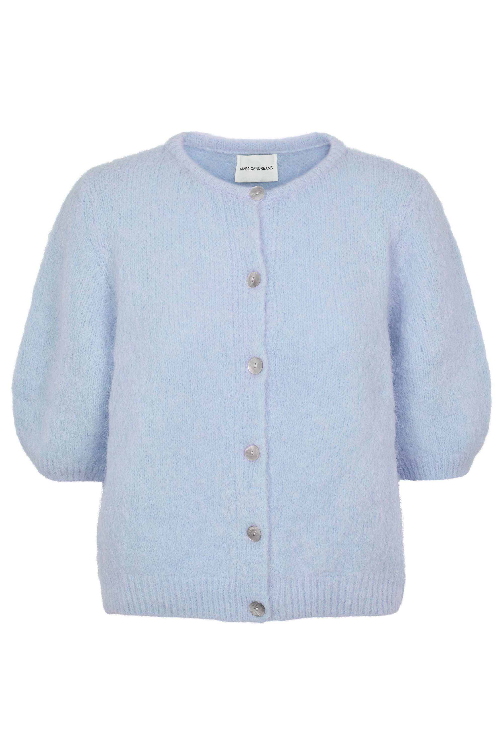 American Dreams Susan Short Sleeve Cardigan, Light Blue