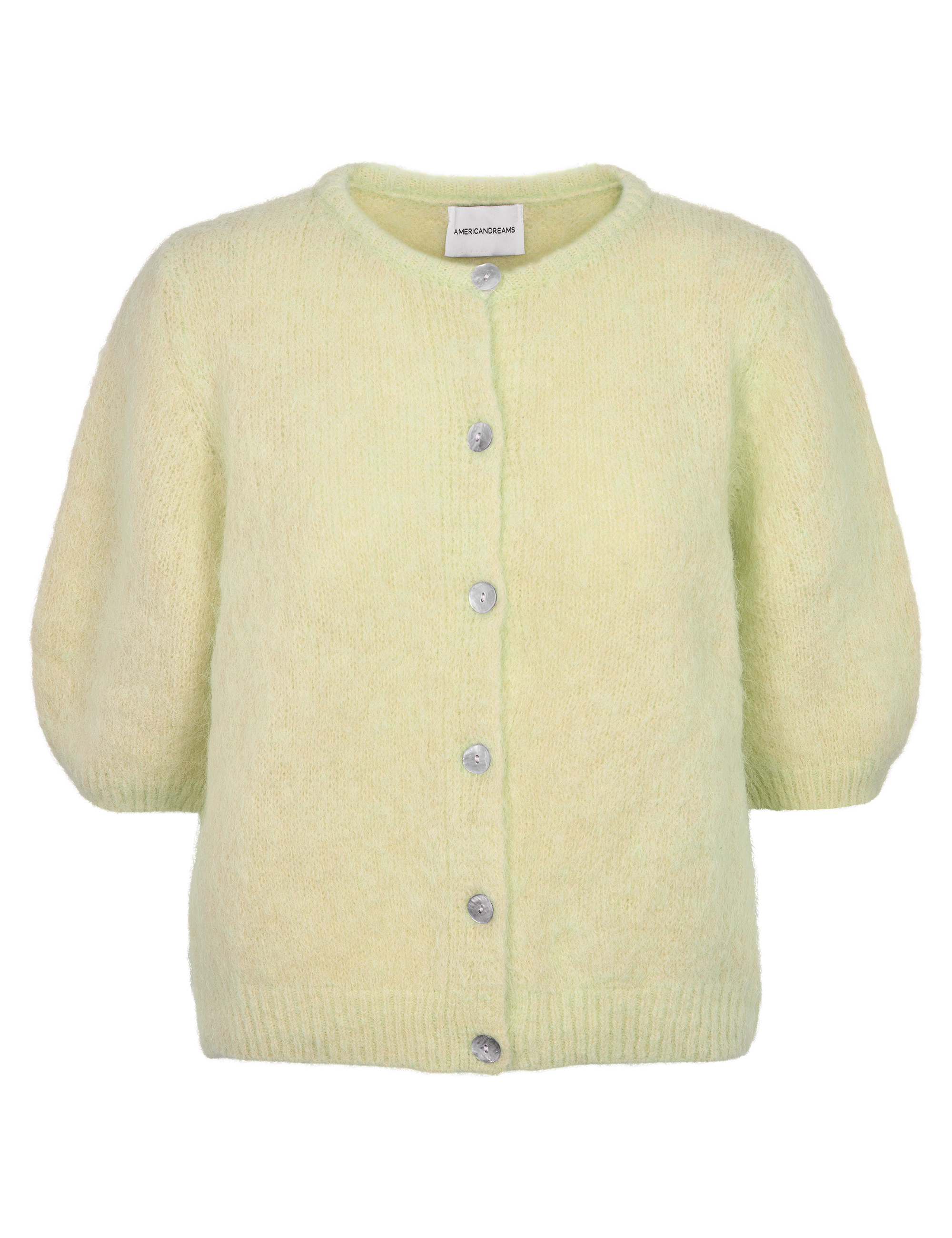 American Dreams Susan Short Sleeve Cardigan, Light Yellow