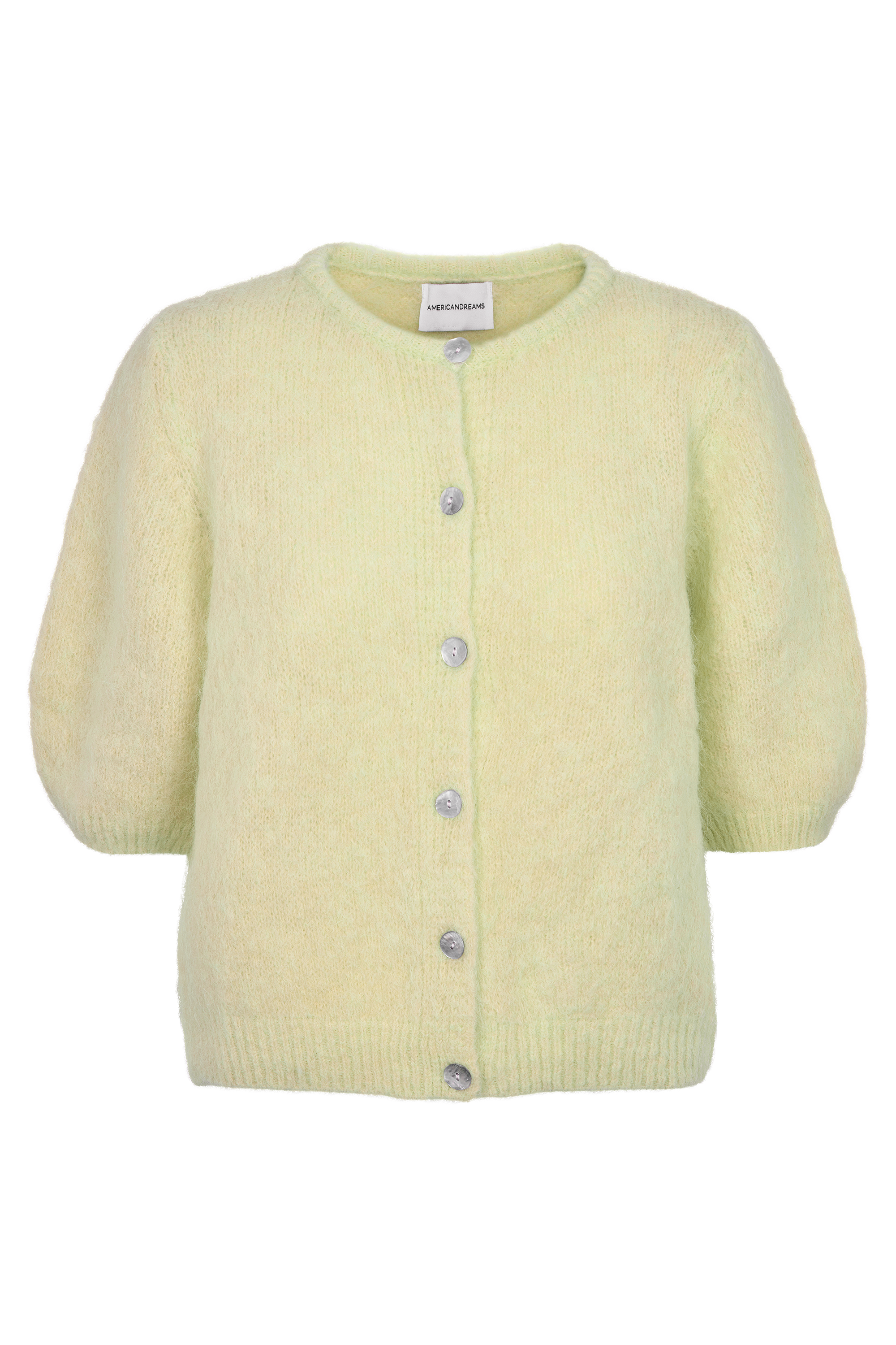 American Dreams Susan Short Sleeve Cardigan, Light Yellow