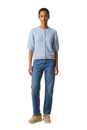 American Dreams Susan Short Sleeve Cardigan, Light Blue