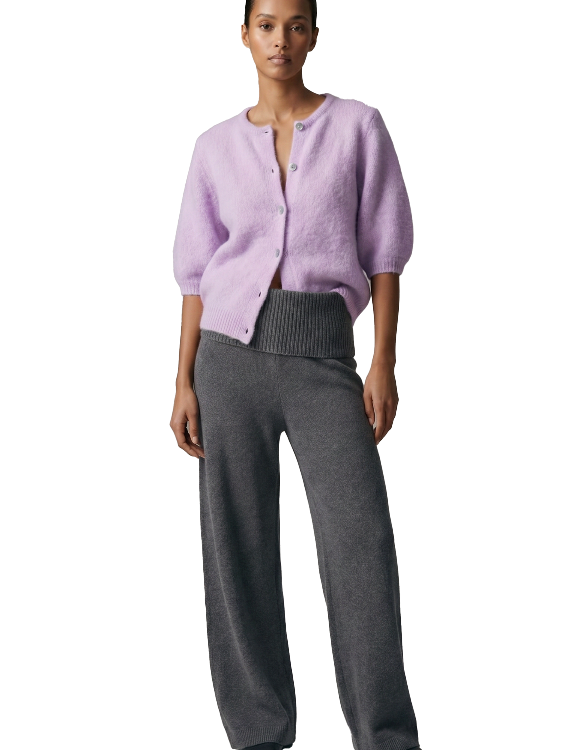 American Dreams Susan Short Sleeve Cardigan, Light Lilac