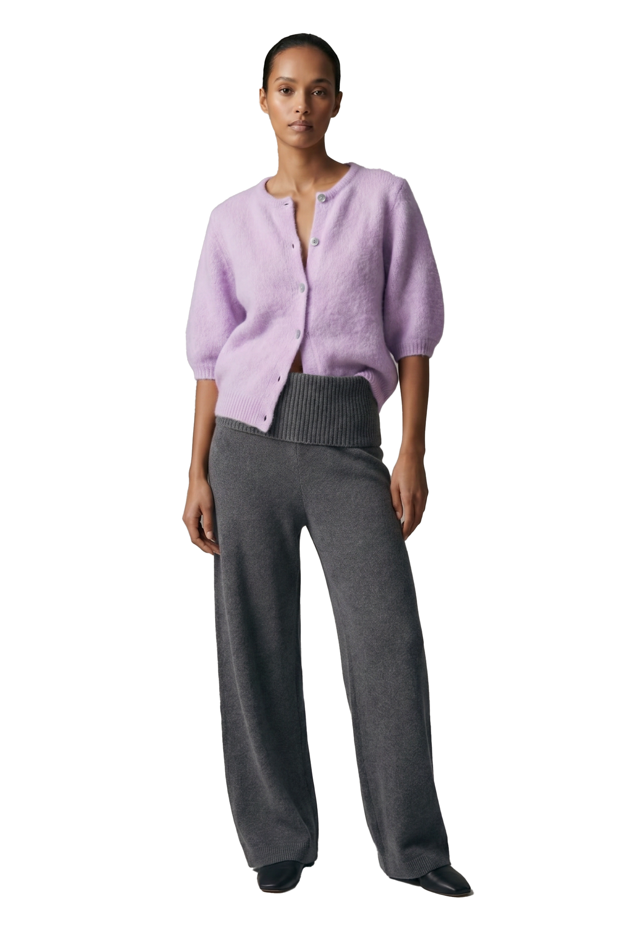 American Dreams Susan Short Sleeve Cardigan, Light Lilac