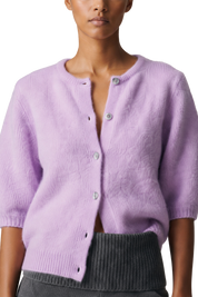 American Dreams Susan Short Sleeve Cardigan, Light Lilac