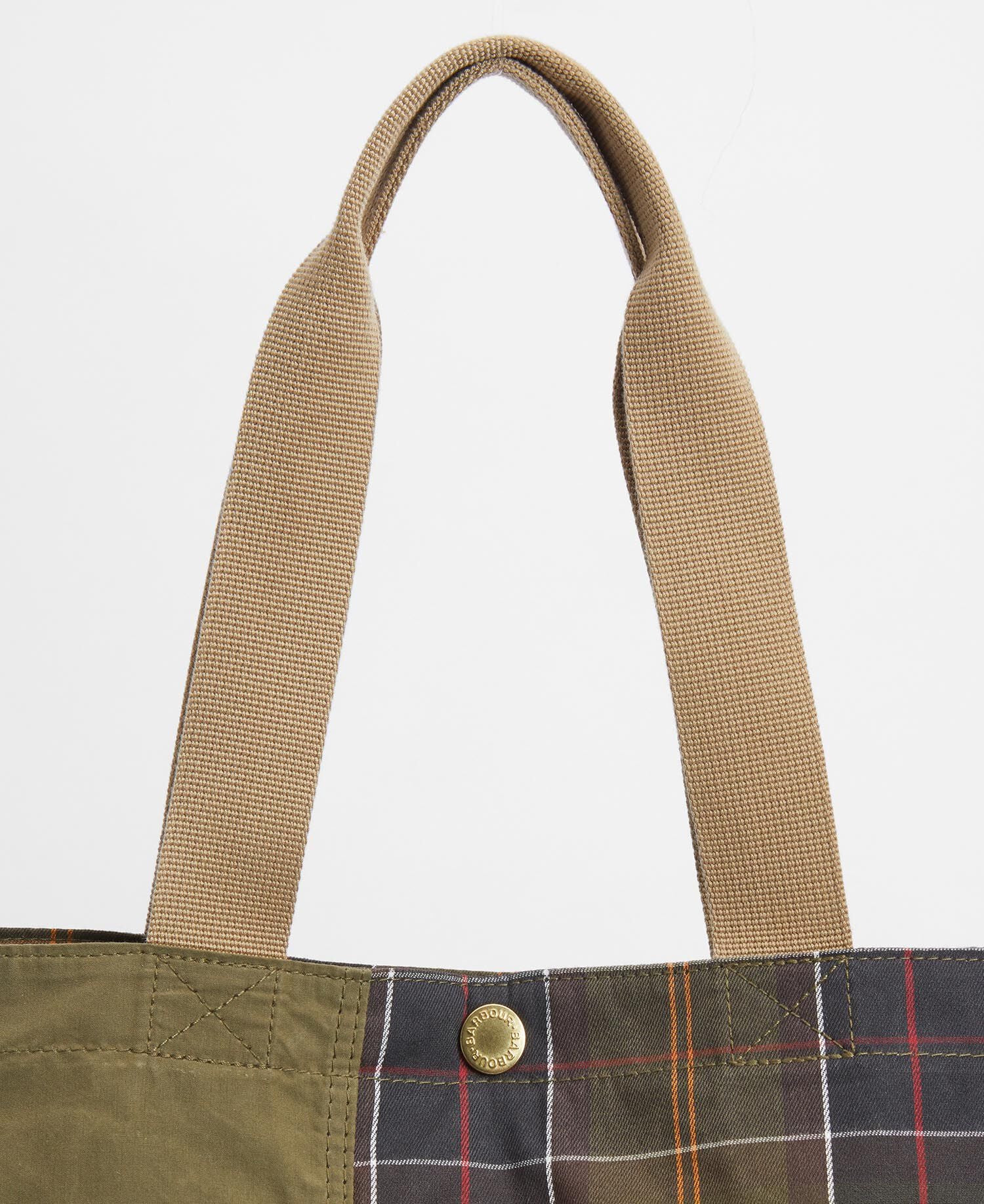 Barbour Transport Patchwork Tote Bag Dusky Green