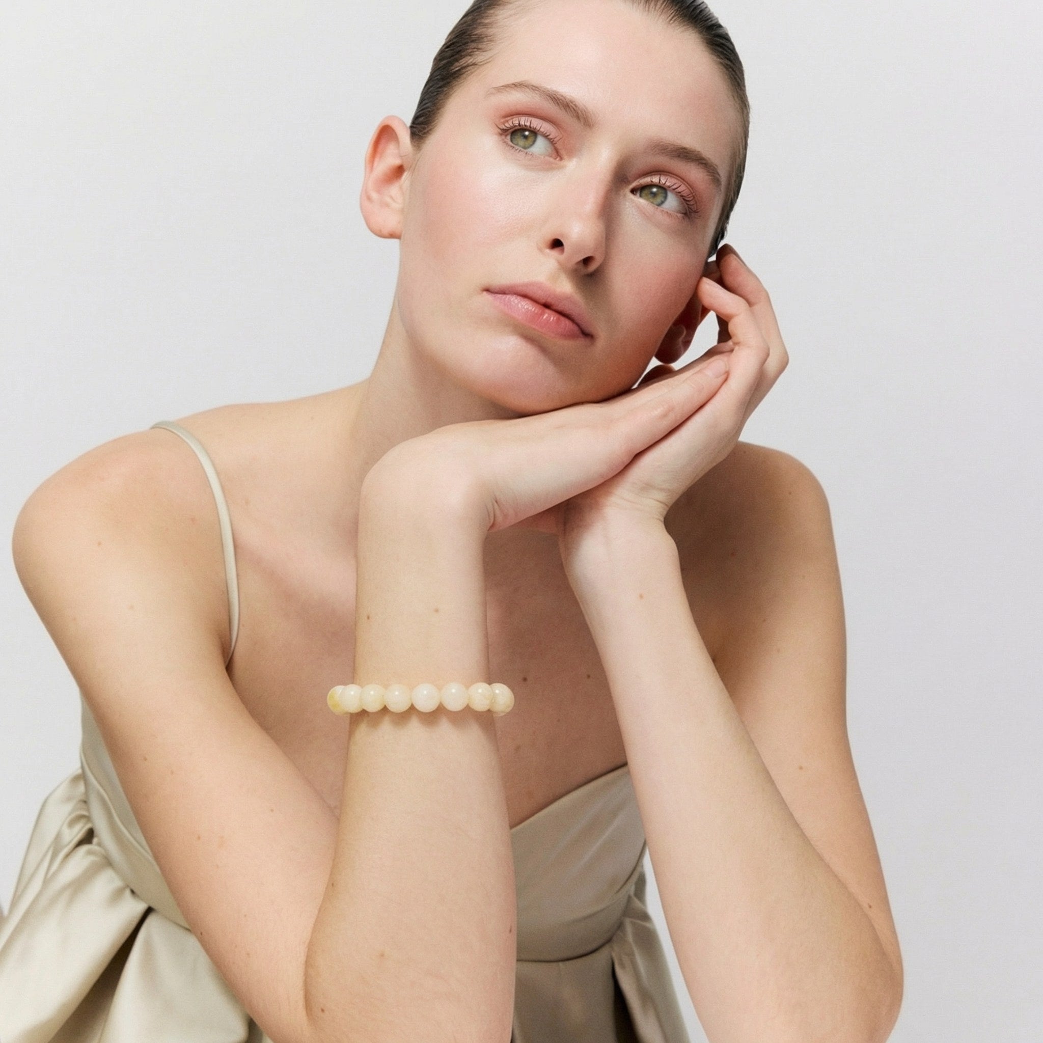 Vanessa Baroni Mini Beads Flex Bracelet, Latte Marble