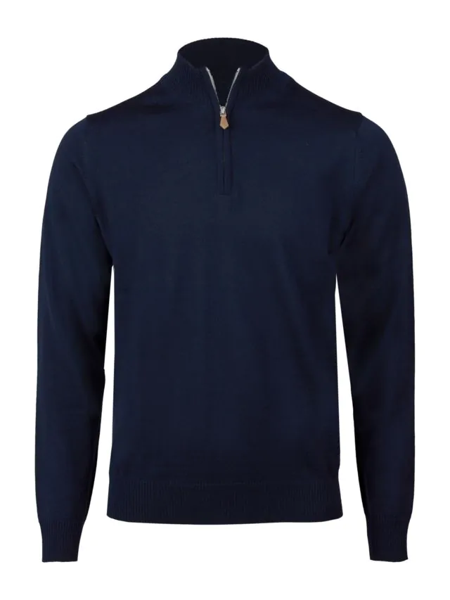 SWEATER KNITTED HALF ZIP MERINO WOOL