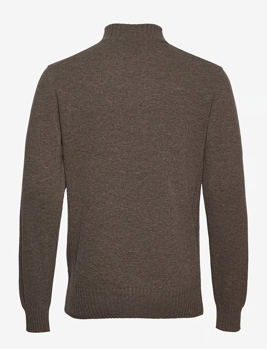 ESSENTIAL LAMBSWOOL HALF ZIP KNITTED JUMPER