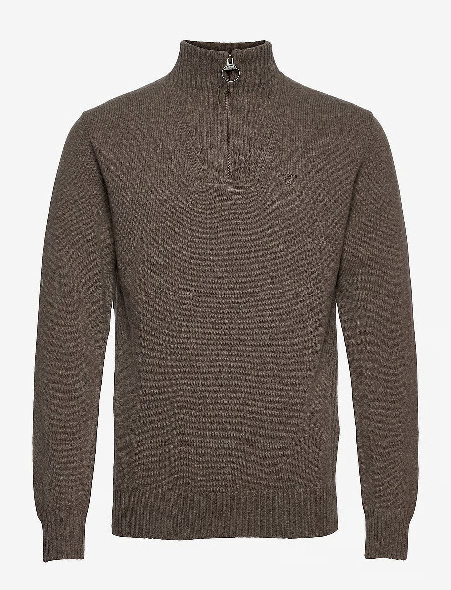 ESSENTIAL LAMBSWOOL HALF ZIP KNITTED JUMPER
