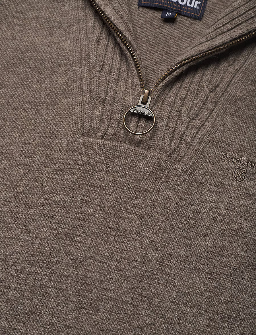 ESSENTIAL LAMBSWOOL HALF ZIP KNITTED JUMPER