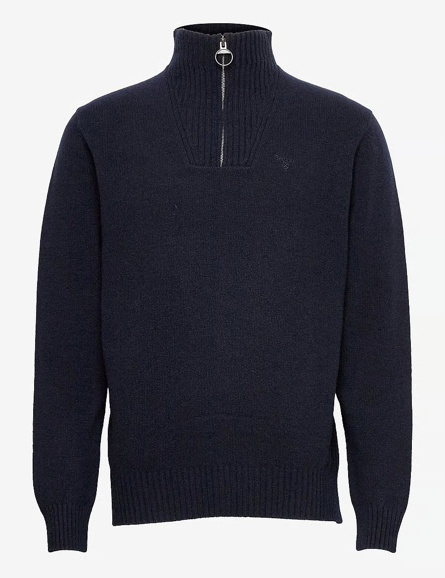 ESSENTIAL LAMBSWOOL HALF ZIP KNITTED JUMPER