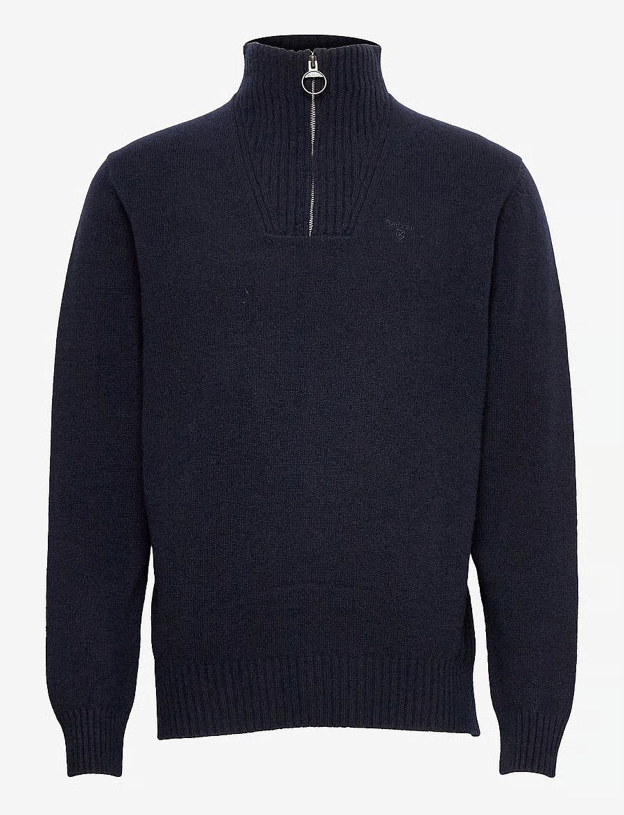 ESSENTIAL LAMBSWOOL HALF ZIP KNITTED JUMPER