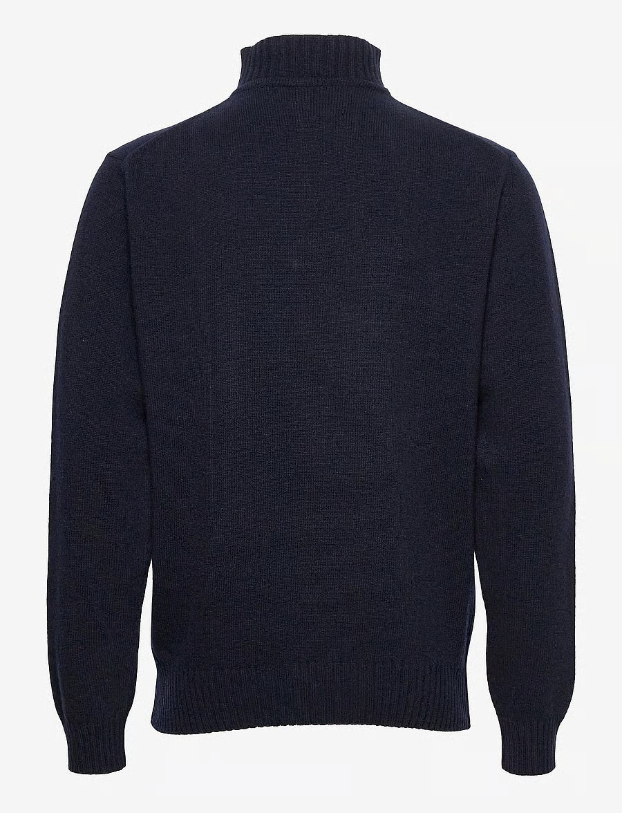 ESSENTIAL LAMBSWOOL HALF ZIP KNITTED JUMPER