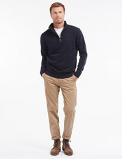 ESSENTIAL LAMBSWOOL HALF ZIP KNITTED JUMPER