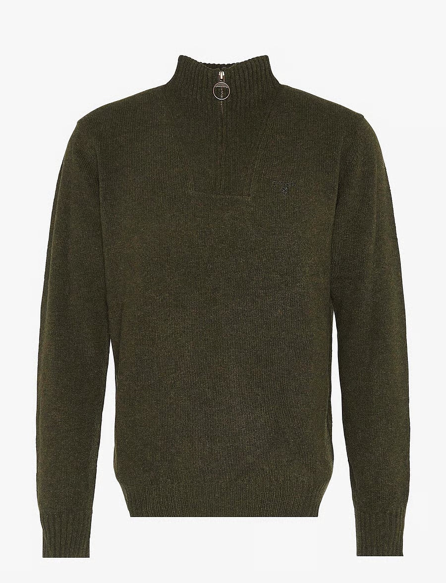 ESSENTIAL LAMBSWOOL HALF ZIP KNITTED JUMPER