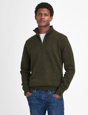 ESSENTIAL LAMBSWOOL HALF ZIP KNITTED JUMPER