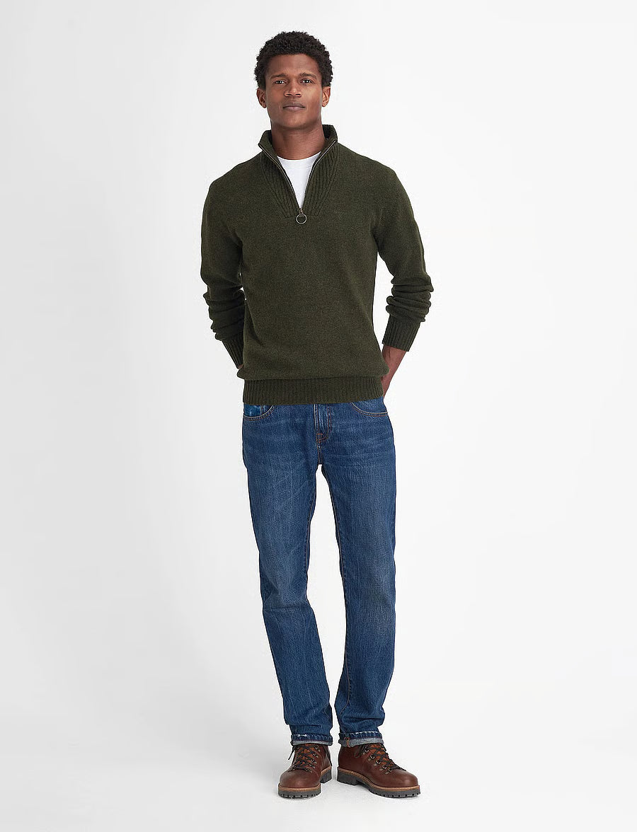 ESSENTIAL LAMBSWOOL HALF ZIP KNITTED JUMPER