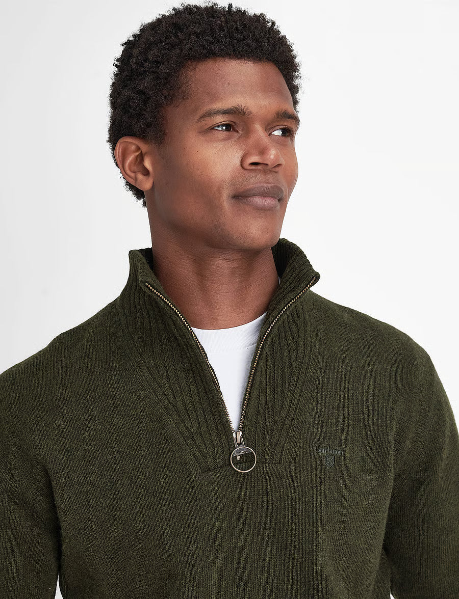 ESSENTIAL LAMBSWOOL HALF ZIP KNITTED JUMPER
