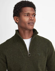 ESSENTIAL LAMBSWOOL HALF ZIP KNITTED JUMPER