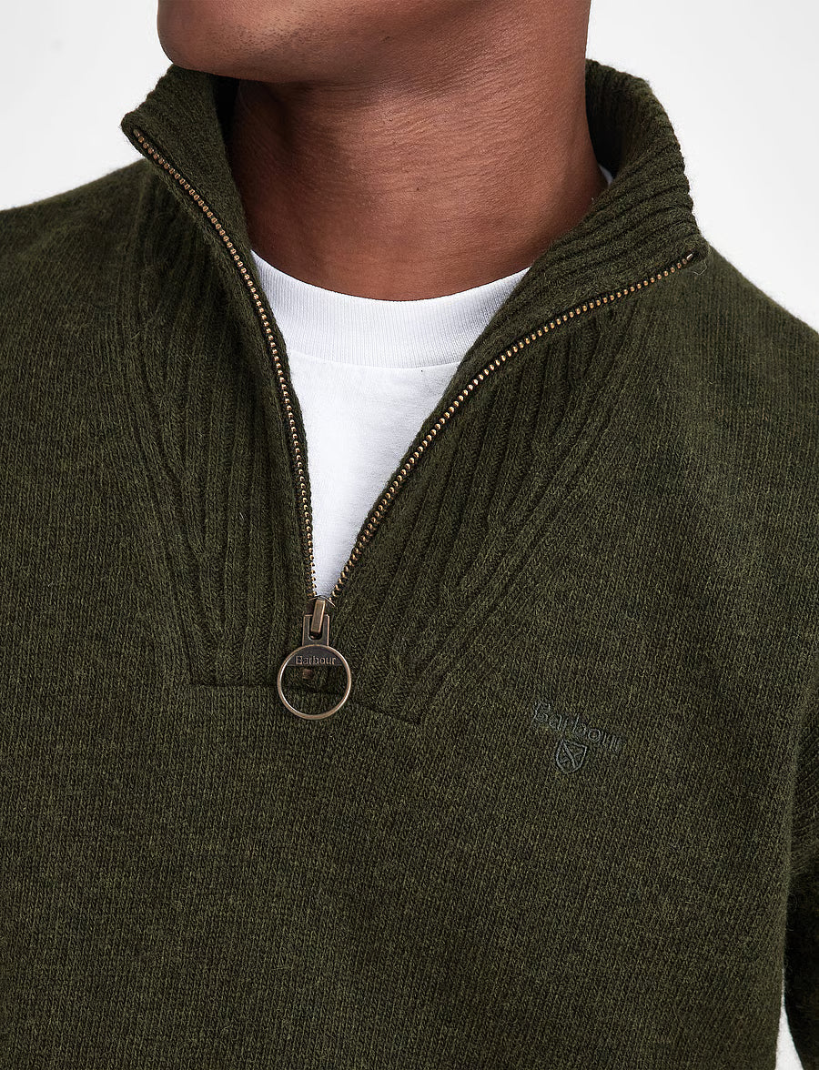 ESSENTIAL LAMBSWOOL HALF ZIP KNITTED JUMPER