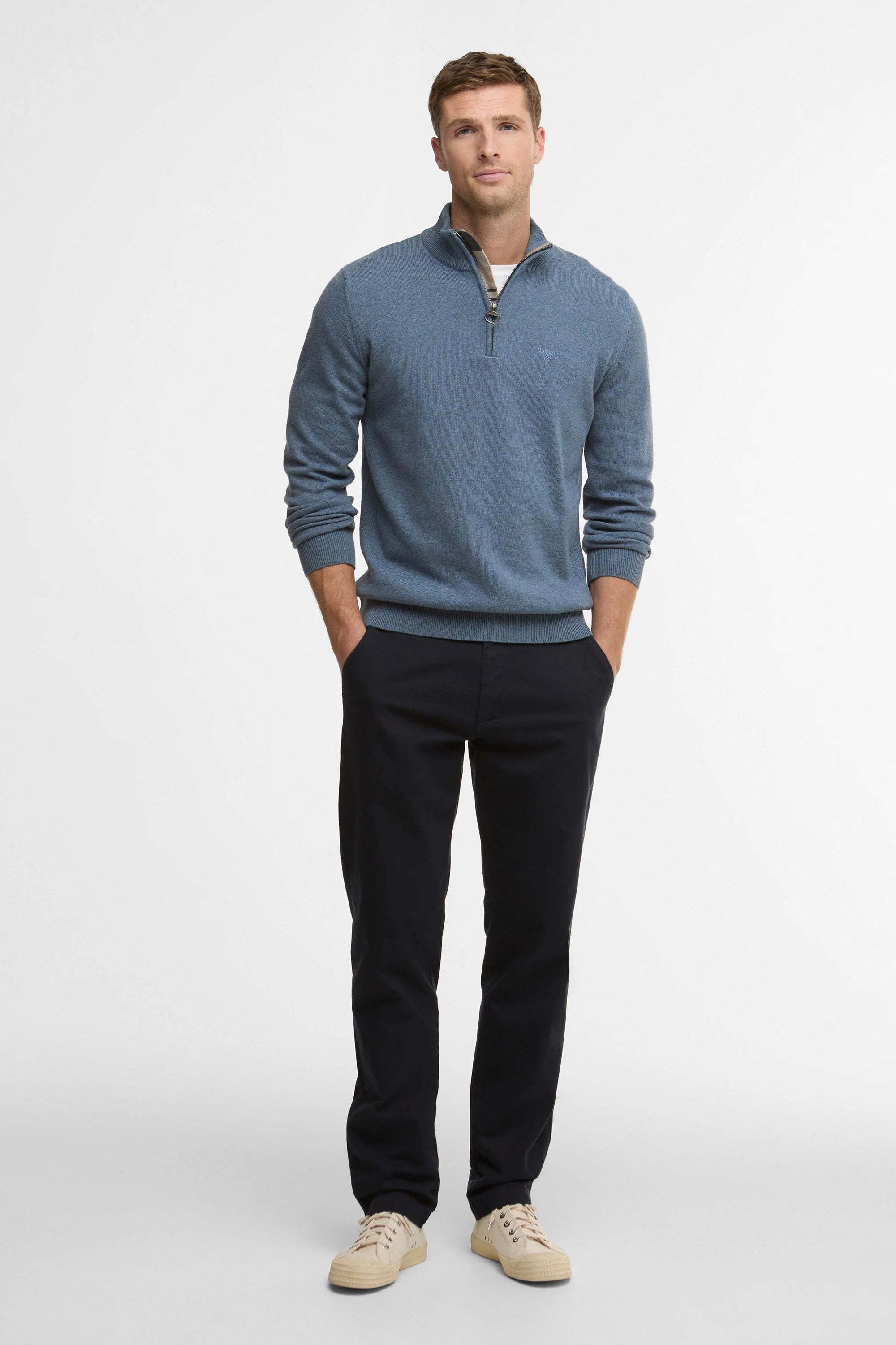 COTTON QUARTER-ZIP JUMPER