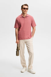 SIMON STRIPE POLO E195 WITHERED ROSE