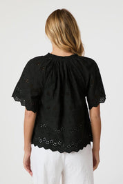 Odet Embroidery Blouse - 100 BLACK