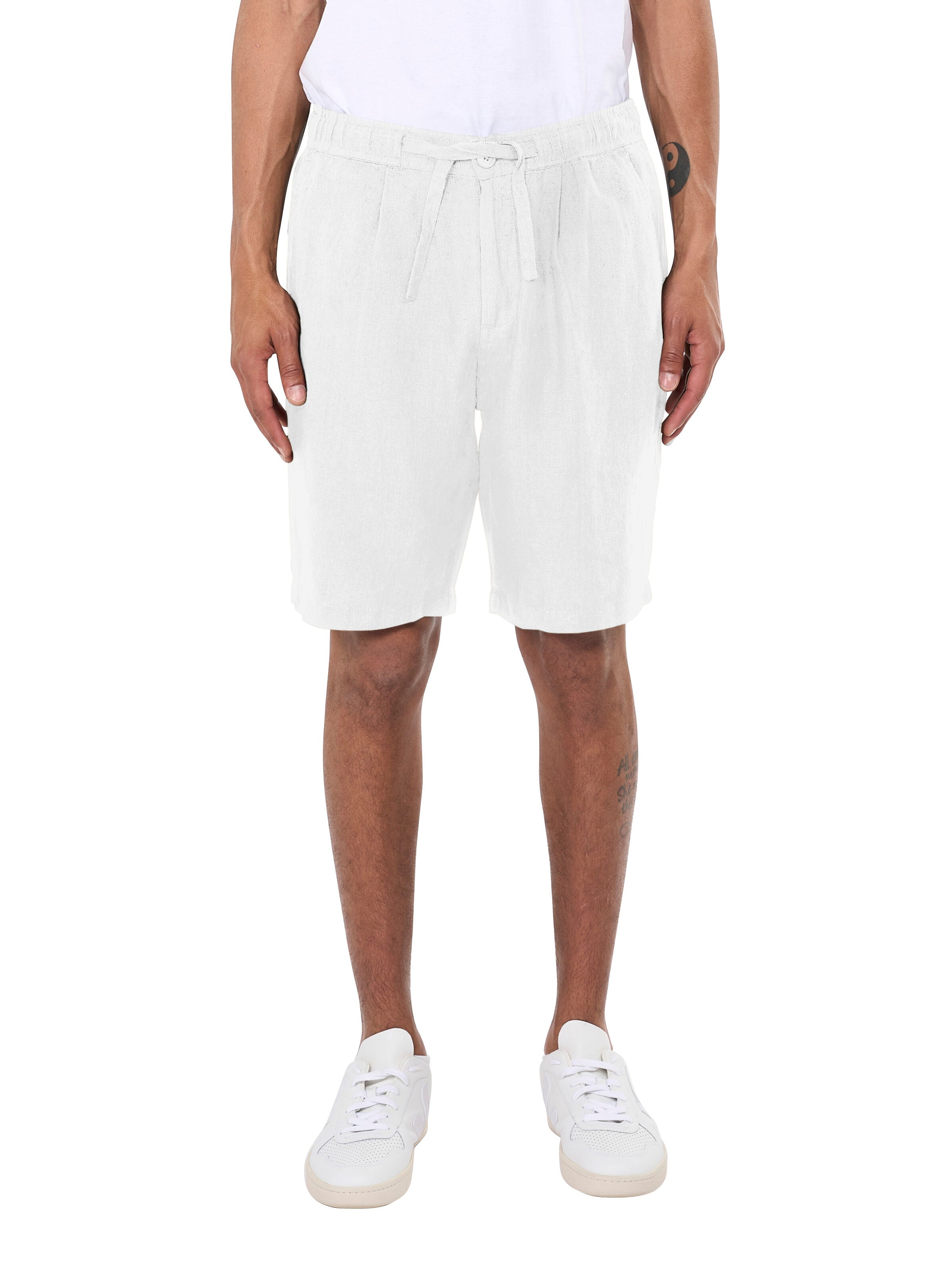 Knowledge Cotton Apparel Fig Loose Linen Shorts 1010 Bright White