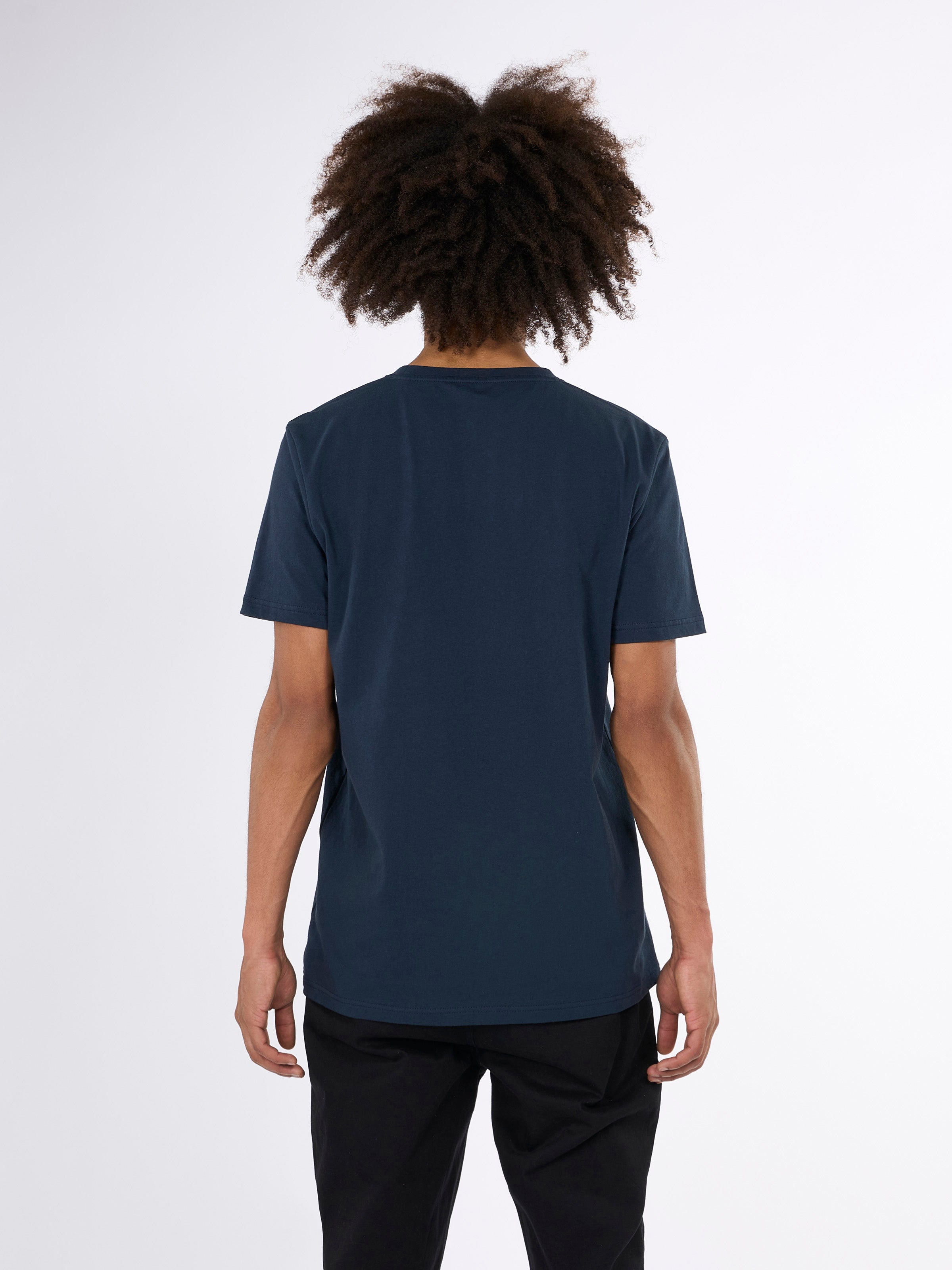 Knowledge Cotton Apparel Regular Trademark Chest Print T-shirt 1001 Total Eclipse