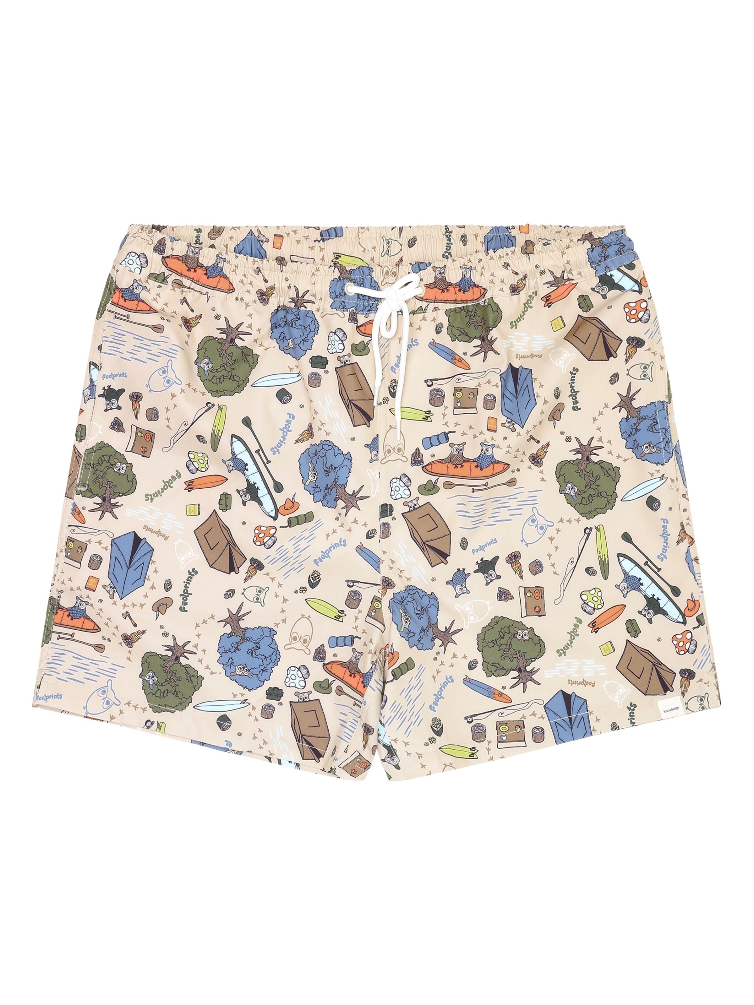 Knowledge Cotton Apparel Stretch AOP Swimshorts 9933 Creme