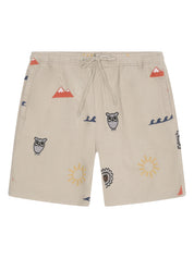 Knowledge Cotton Apparel Fig Loose Embroidery Shorts 1228 Light Feather Gray