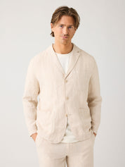 Knowledge Cotton Apparel Linen Blazer 1449 Yarndyed Light Feather Gray