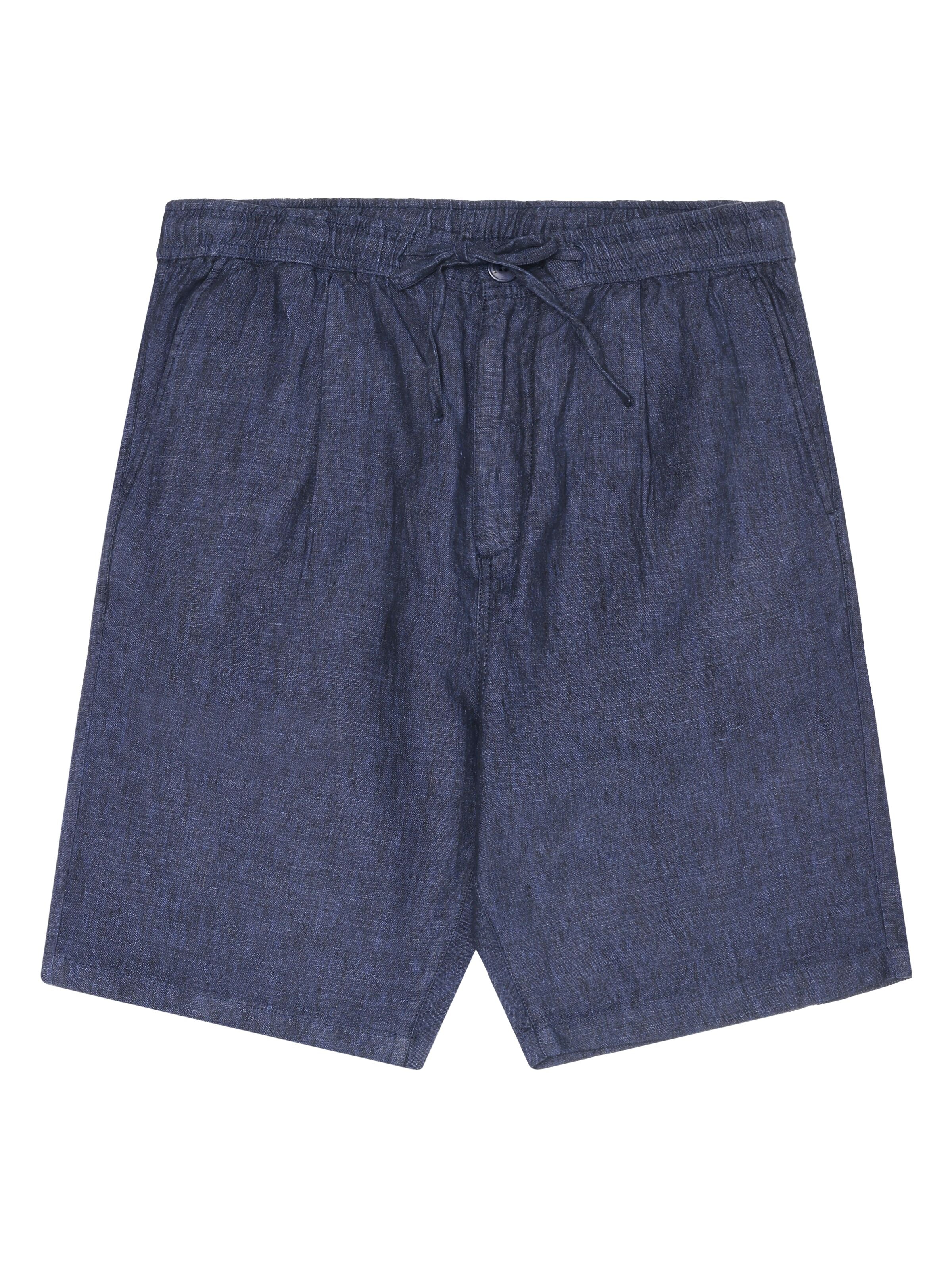 Knowledge Cotton Apparel Fig Loose Linen Shorts 1450 Yarndyed Total Eclipse