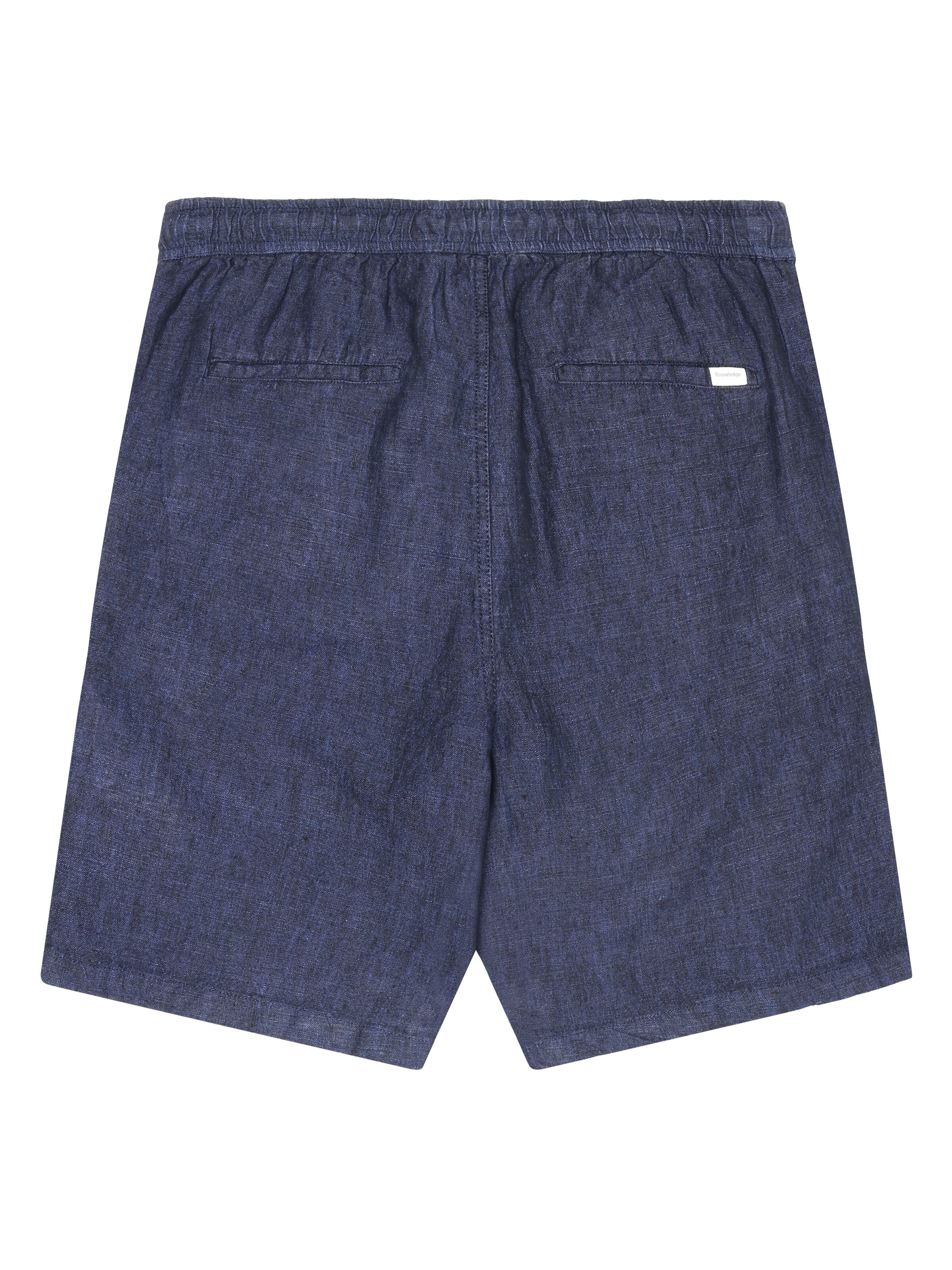 Knowledge Cotton Apparel Fig Loose Linen Shorts 1450 Yarndyed Total Eclipse