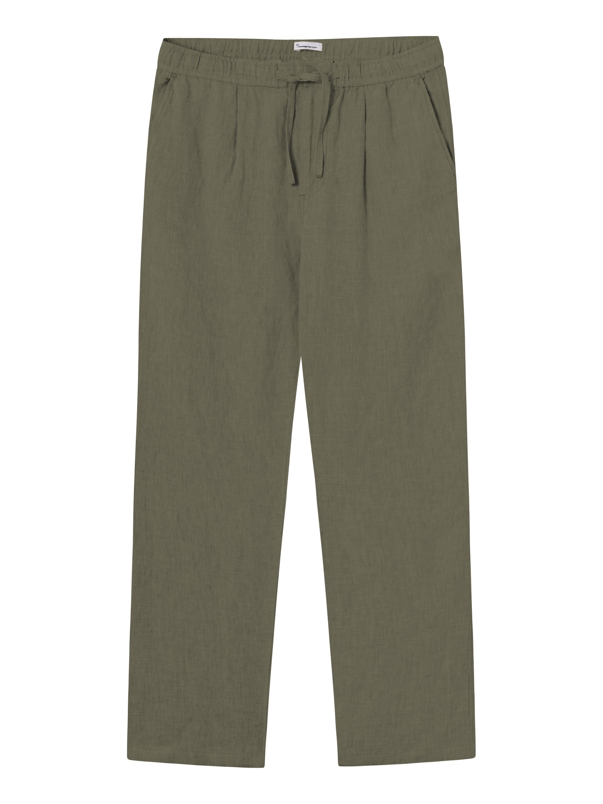 Knowledge Cotton Apparel Fig Loose Linen Pants 1068 Burned Olive