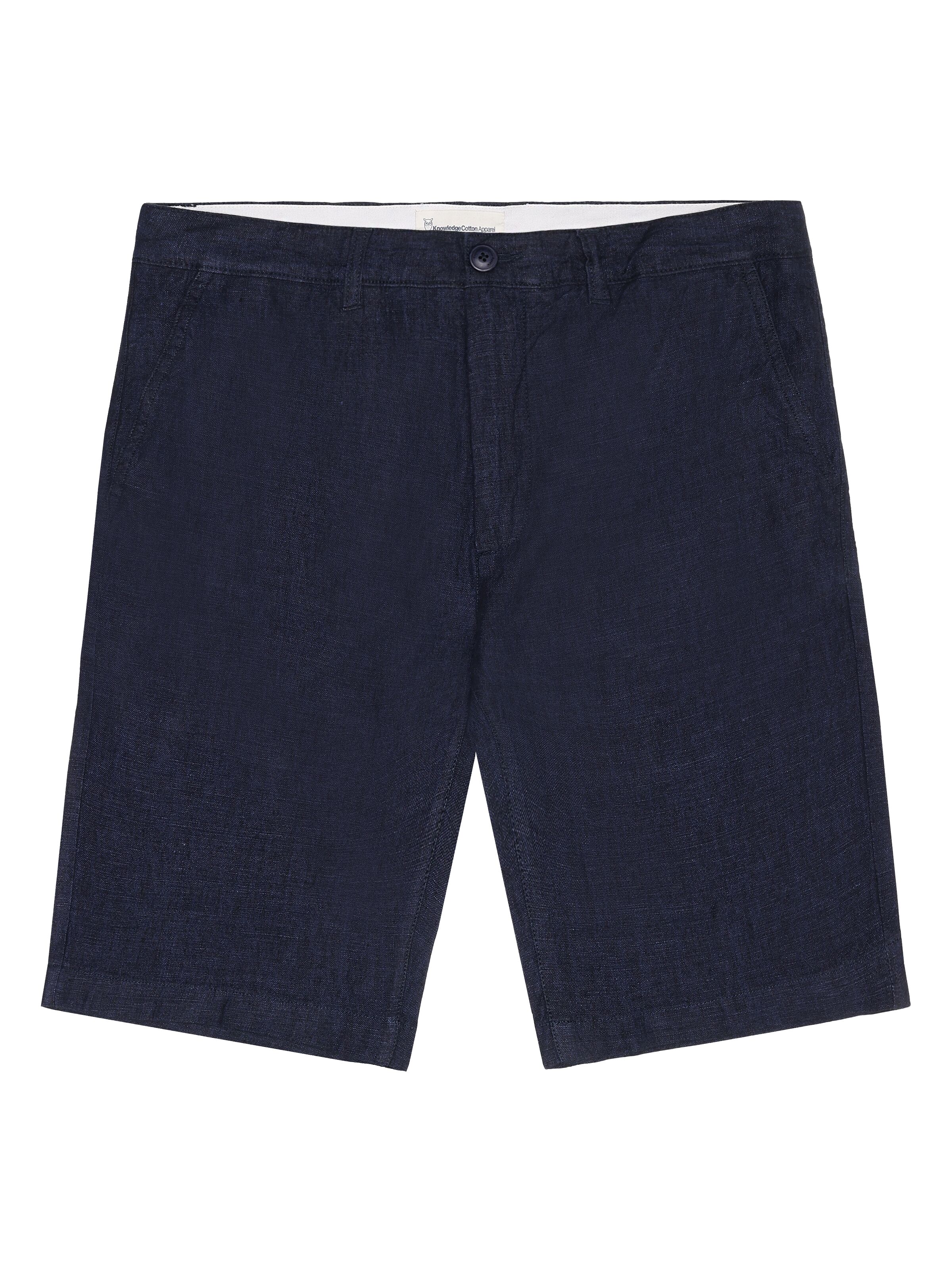 Knowledge Cotton Apparel Chuck Regular Linen Shorts 1450 Yarndyed Total Eclipse