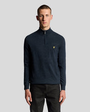 Lyle & Scott Lambswool Blend Quarter Zip Jumper, Dark Navy Marl