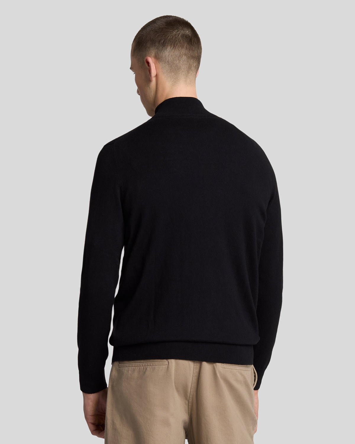 Lyle & Scott Cotton Merino Quarter Zip, Jet Black