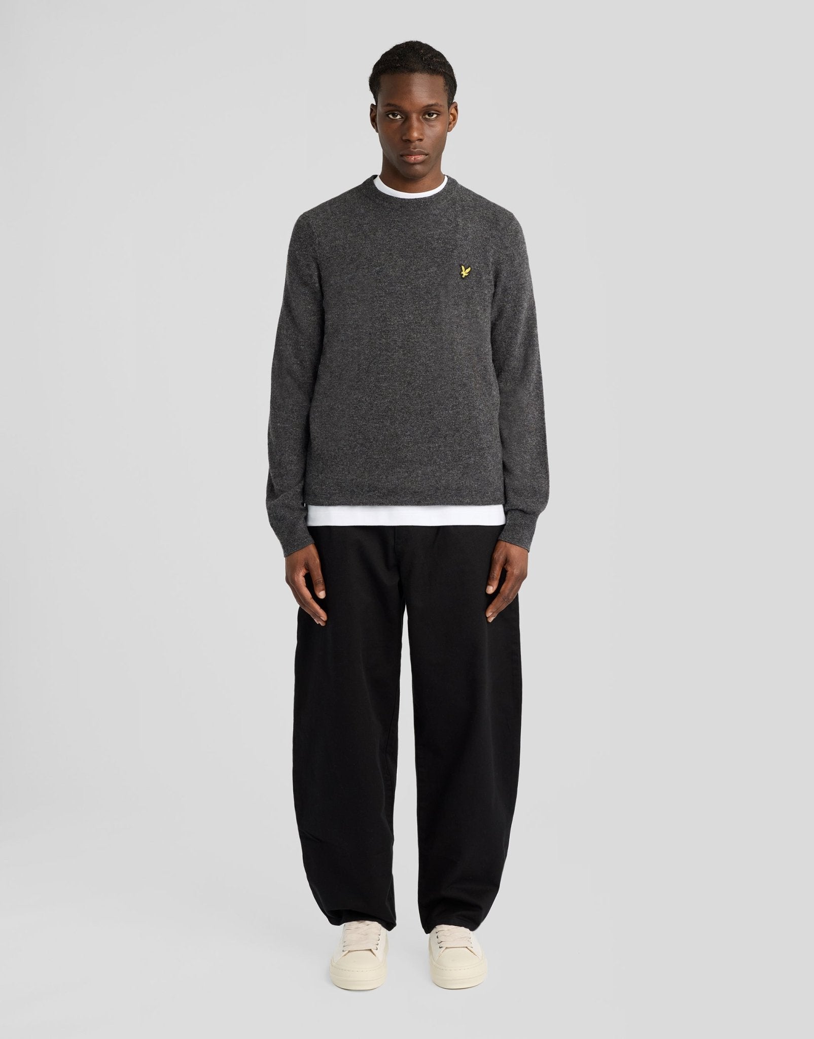 Lyle & Scott Lambswool Blend Crew Neck Jumper, Charcoal Marl