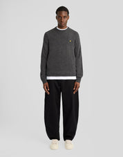 Lyle & Scott Lambswool Blend Crew Neck Jumper, Charcoal Marl
