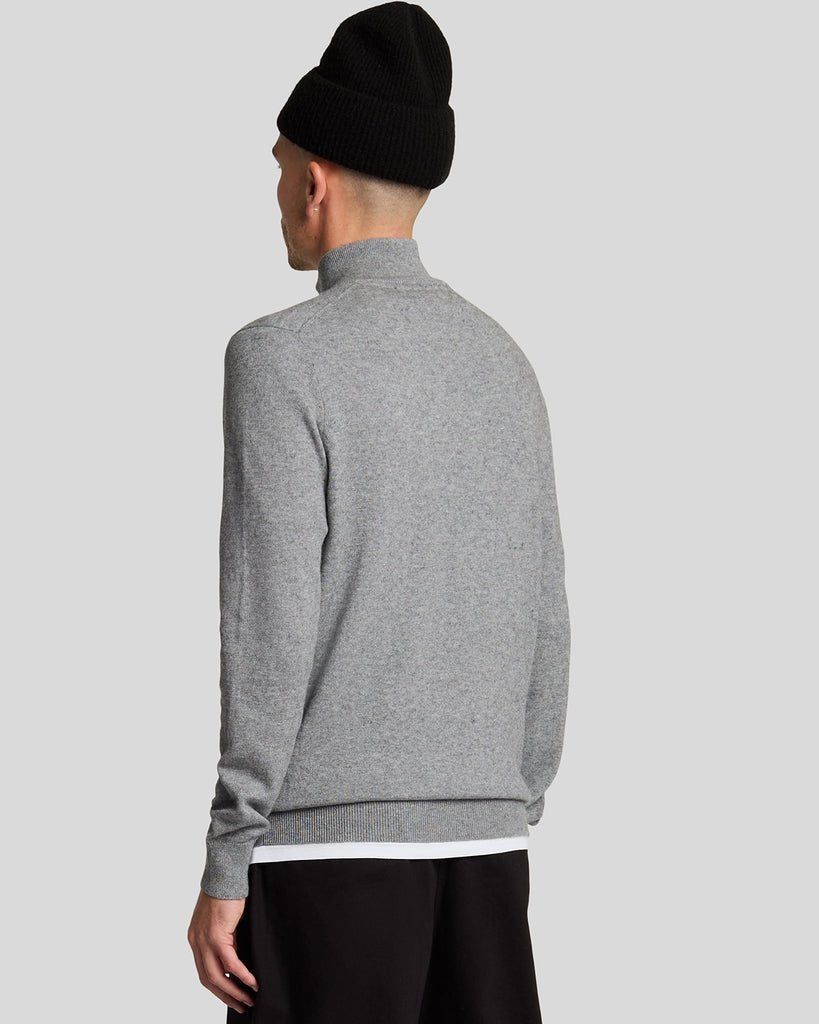 Lyle & Scott Cotton Merino Quarter Zip, Mid Grey Marl