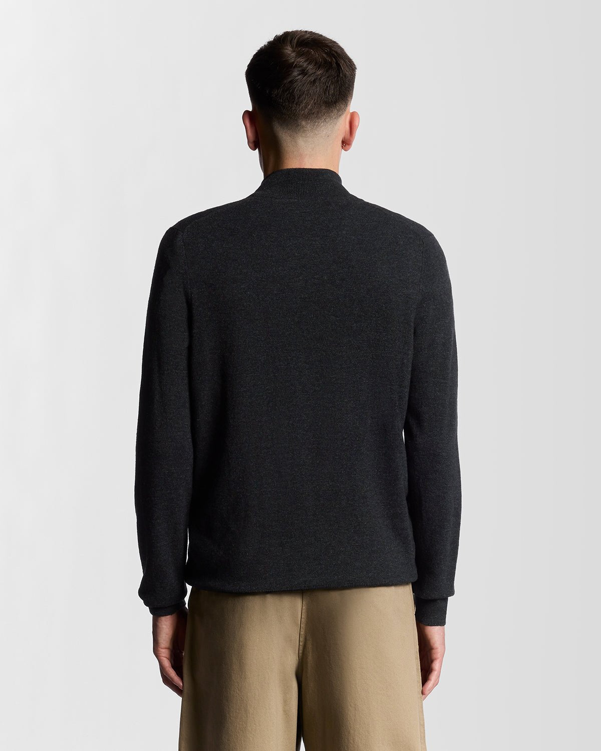 Lyle & Scott Lambswool Blend Quarter Zip Jumper, Jet Black Marl