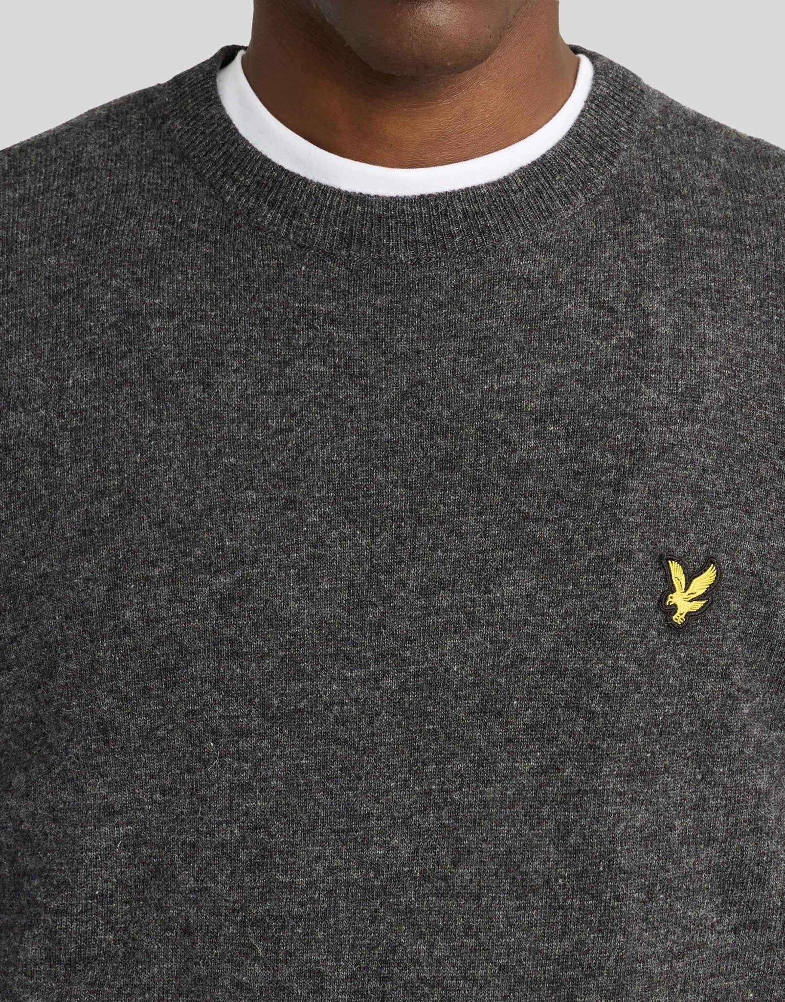 Lyle & Scott Lambswool Blend Crew Neck Jumper, Charcoal Marl