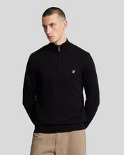 Lyle & Scott Cotton Merino Quarter Zip, Jet Black