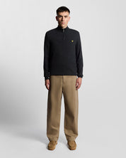 Lyle & Scott Lambswool Blend Quarter Zip Jumper, Jet Black Marl
