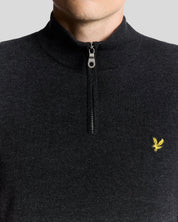 Lyle & Scott Lambswool Blend Quarter Zip Jumper, Jet Black Marl