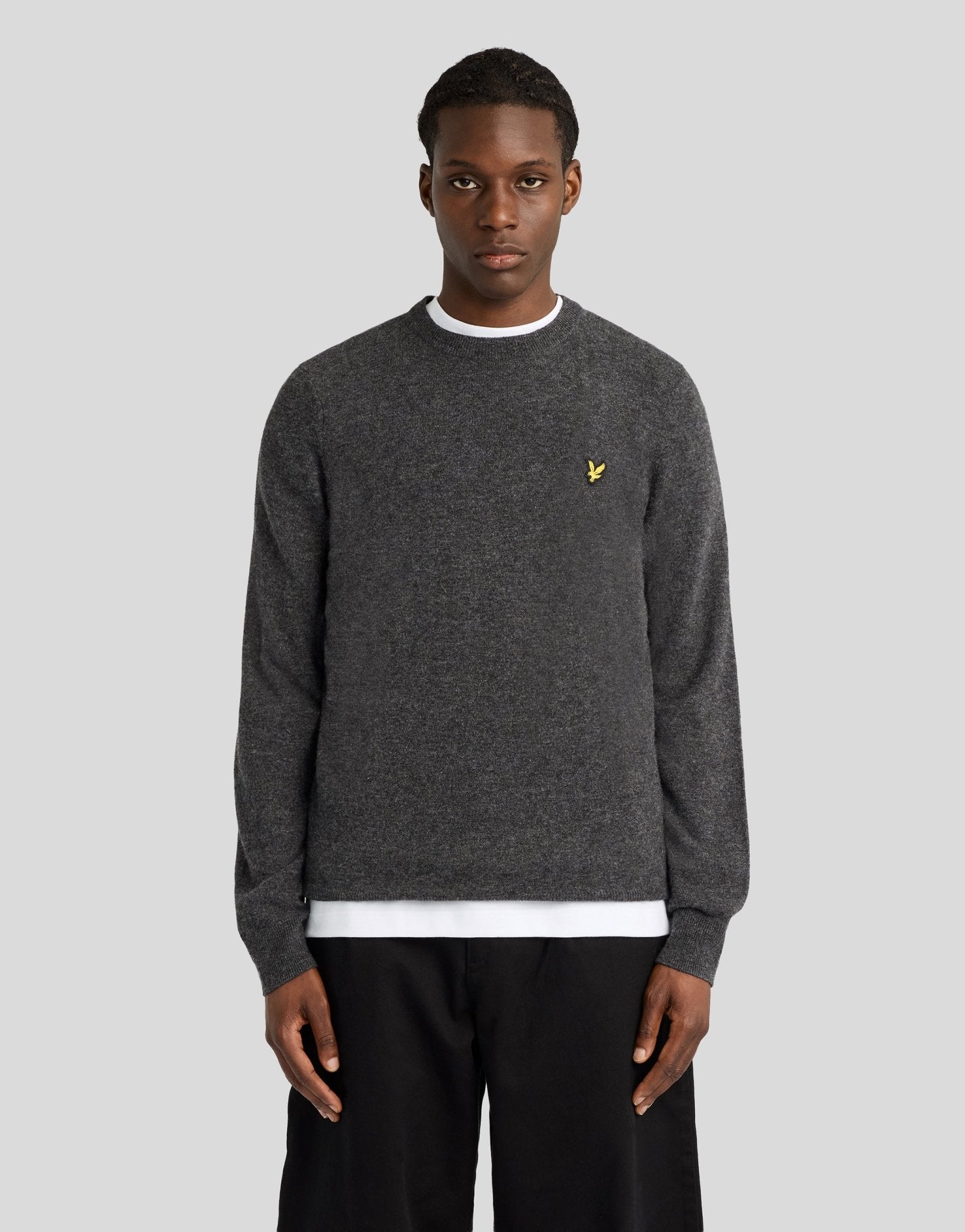 Lyle & Scott Lambswool Blend Crew Neck Jumper, Charcoal Marl