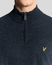 Lyle & Scott Lambswool Blend Quarter Zip Jumper, Dark Navy Marl